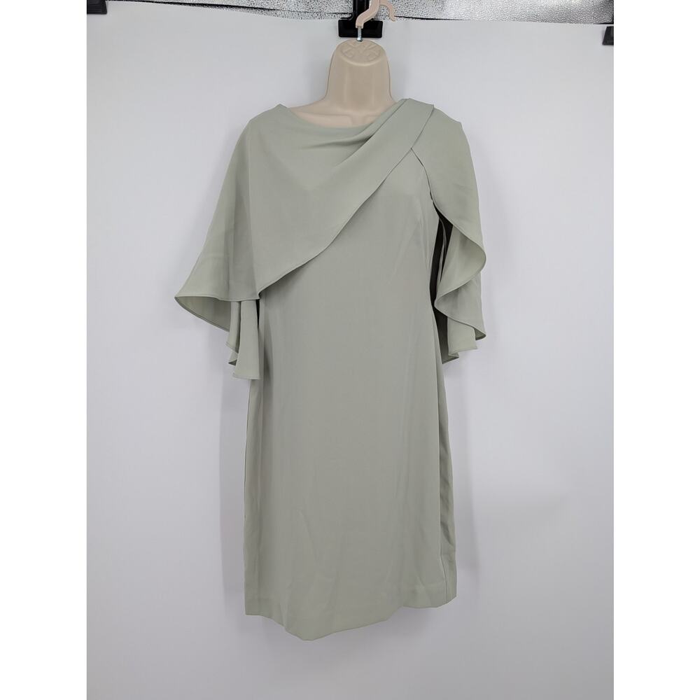 Lauren Ralph Lauren 4 Capelet Dress Sleeveless Sage Event Wedding Elegant Formal